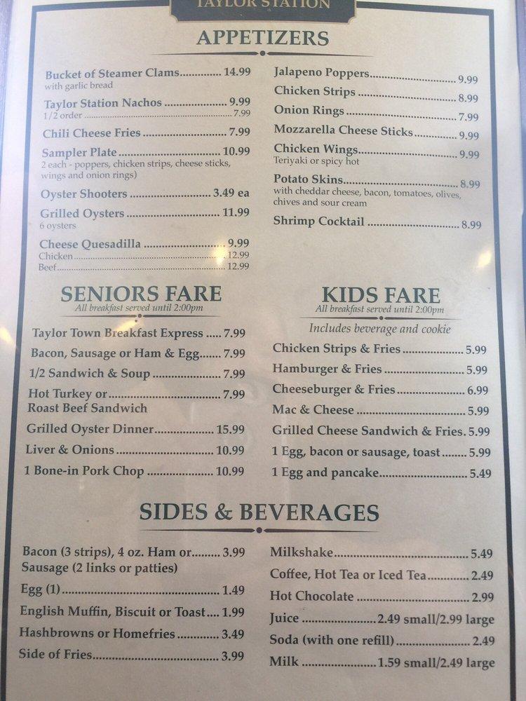 Menu at Taylor Station Restaurant & Lounge, Kamilche, 62 SE Lynch Rd