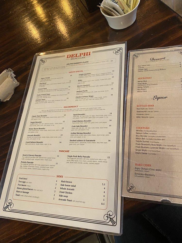 Menu at Delphi Cafe, Langley Township