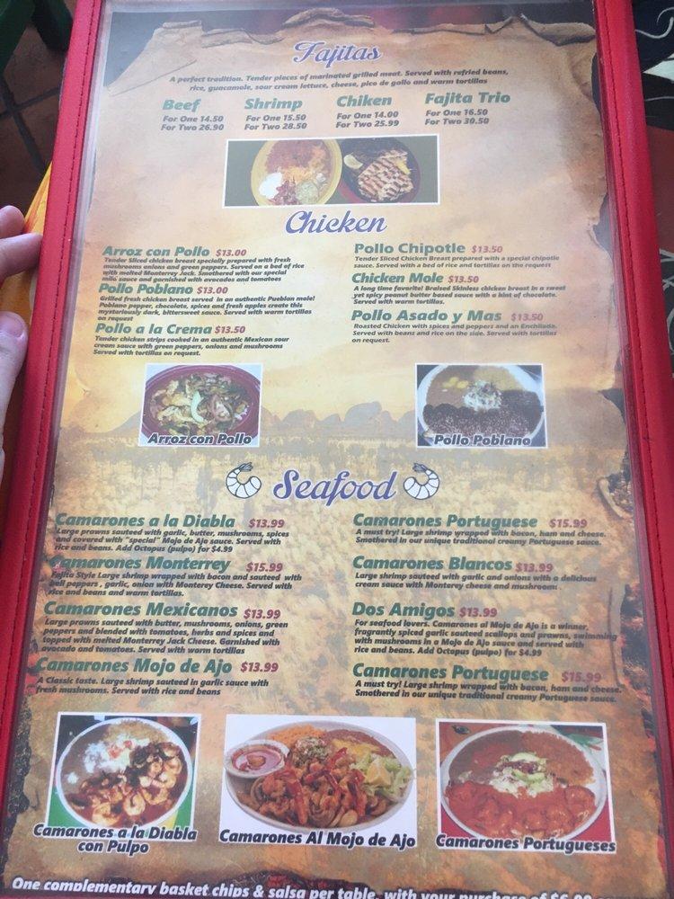 Menu at El Potrillo restaurant, Kingman