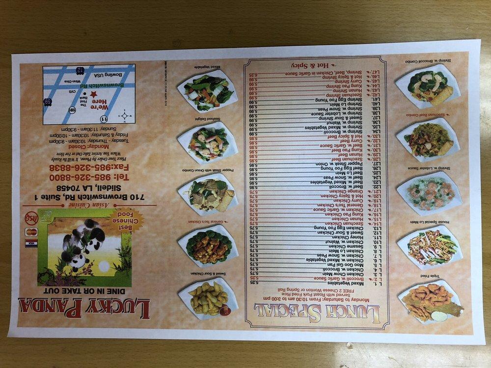 Menu at Lucky Panda restaurant, Slidell