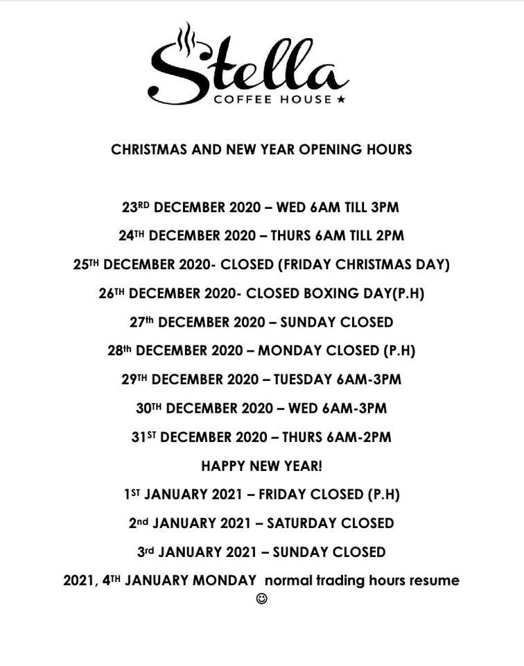 Menu at Stella Coffee House, East Perth