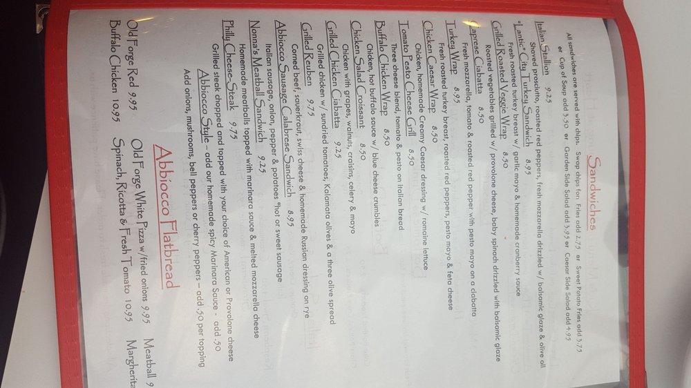 Menu at Abbiocco restaurant, Clarks Summit