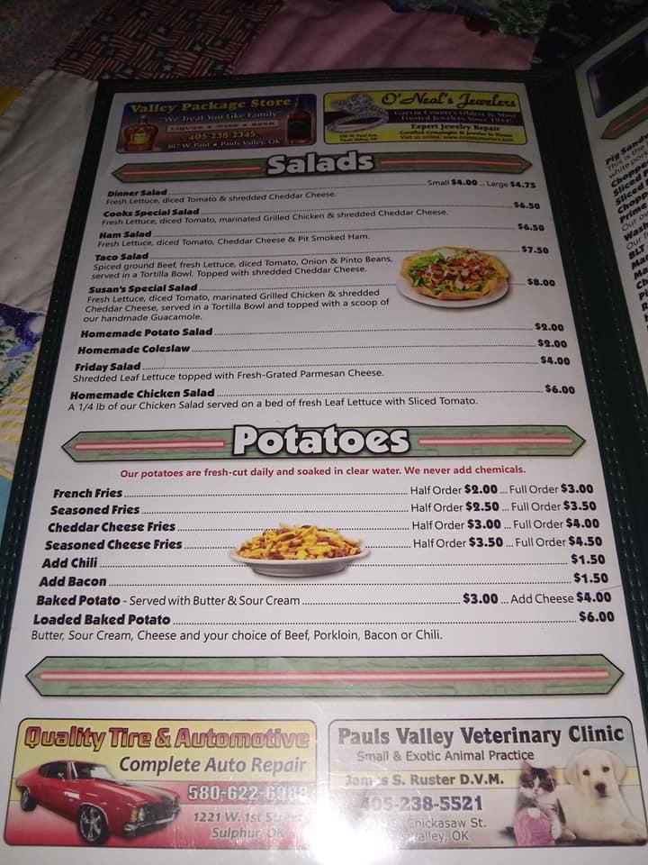 Menu at Bob’s Pig Shop BBQ, Pauls Valley
