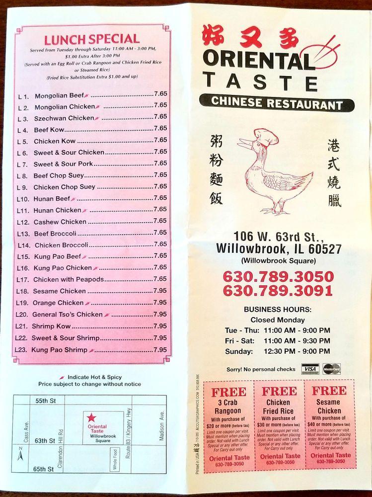 Menu at Oriental Taste 好又多 restaurant, Willowbrook