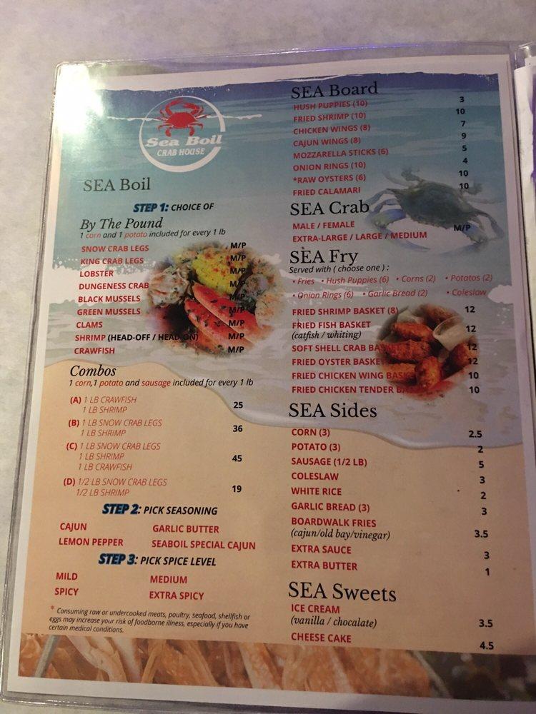 Menu At Sea Boil Crab House Pub & Bar, Alexandria