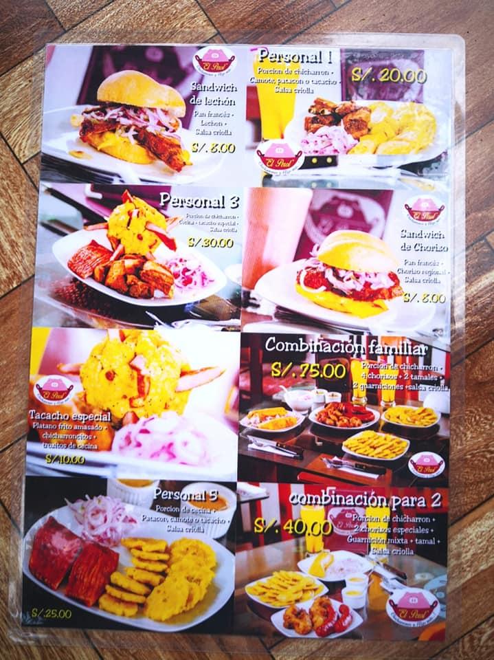 Menu at EL PEROL CHICHARRONERIA Y ALGO MAS restaurant, Iquitos, Ramón