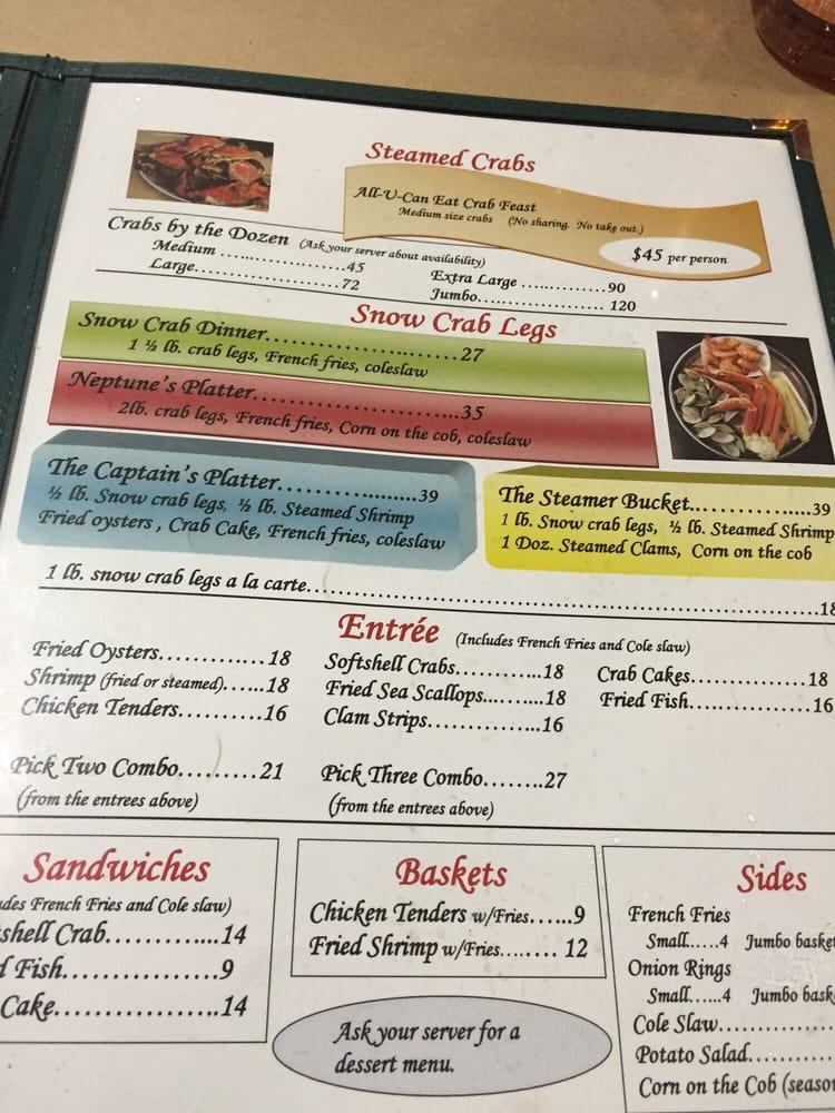Menu at Captain Pell's Fairfax Crabhouse restaurant, Fairfax