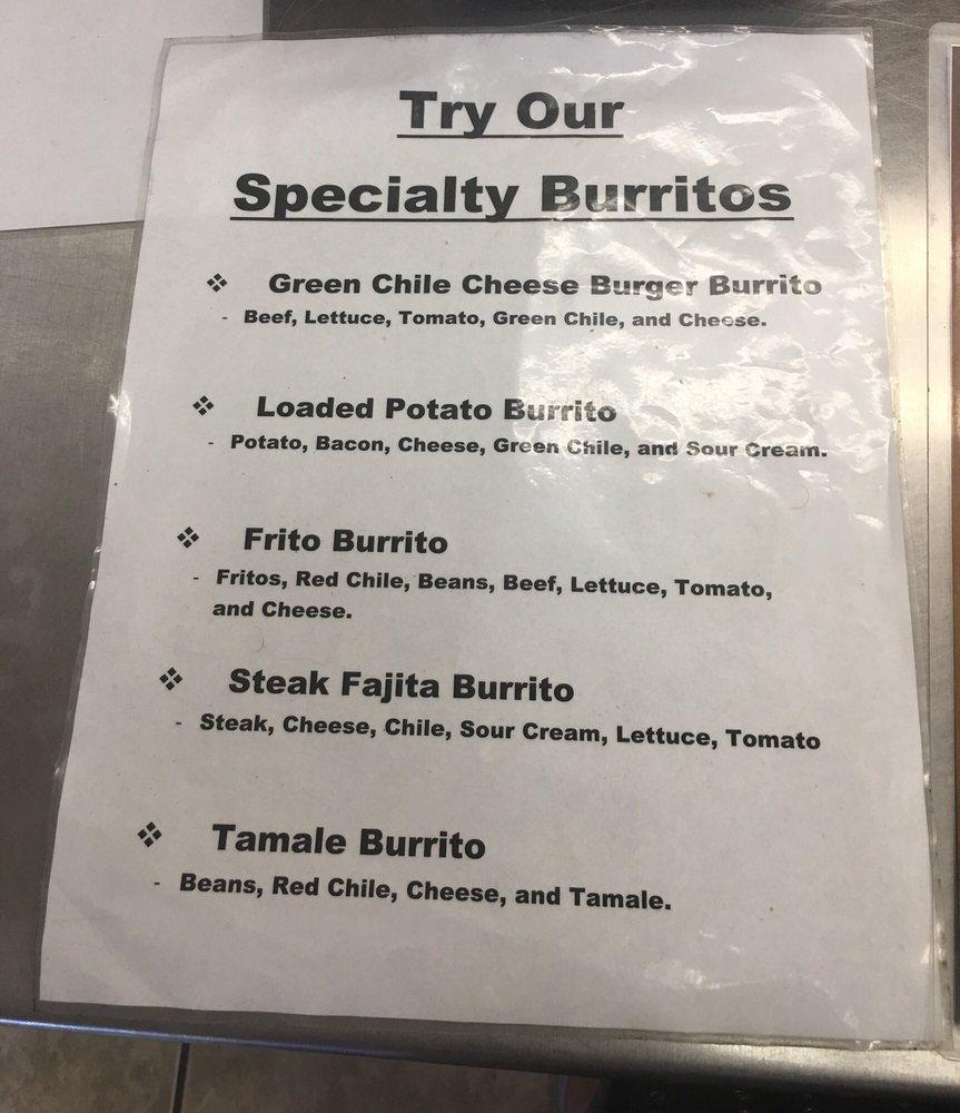 Menu at Burritos Alinstante restaurant, Albuquerque, Broadway Blvd SE