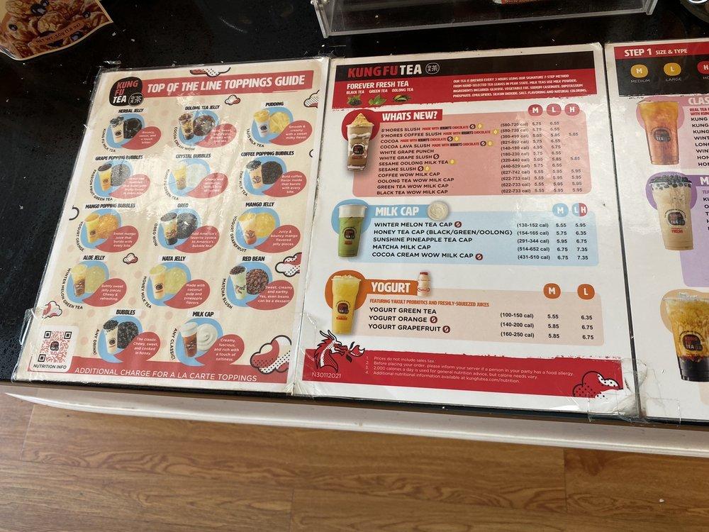 Menu at Kung Fu Tea, East Meadow