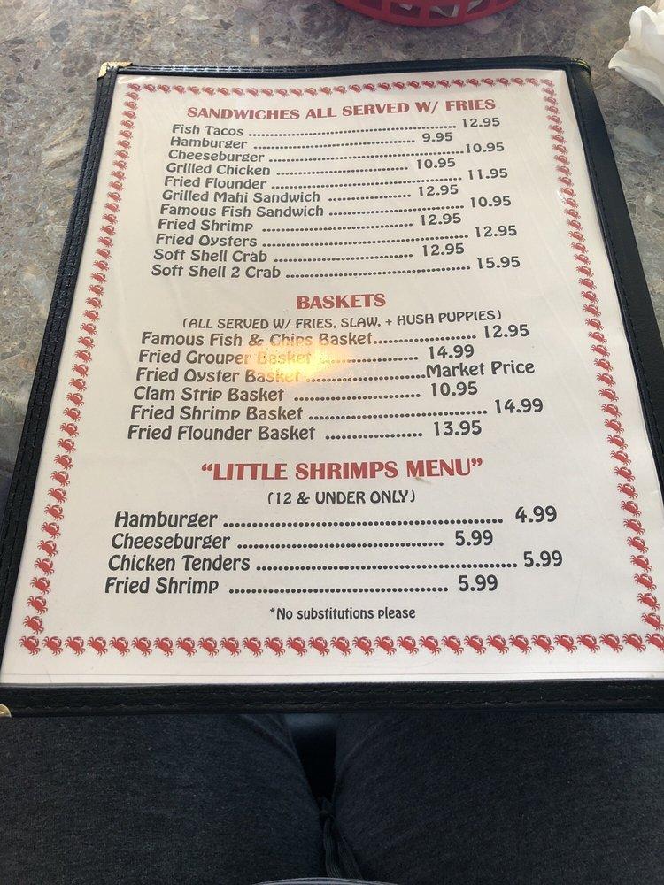 Menu at Buddy's Crab House & Oyster Bar, Surf City