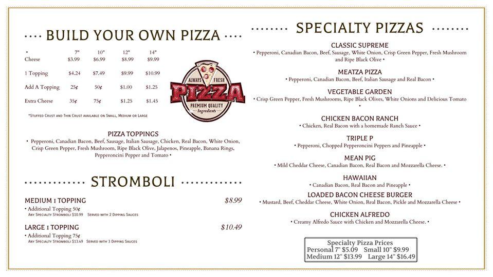 Menu at Will's Pizzeria, Hazen, 109 US70