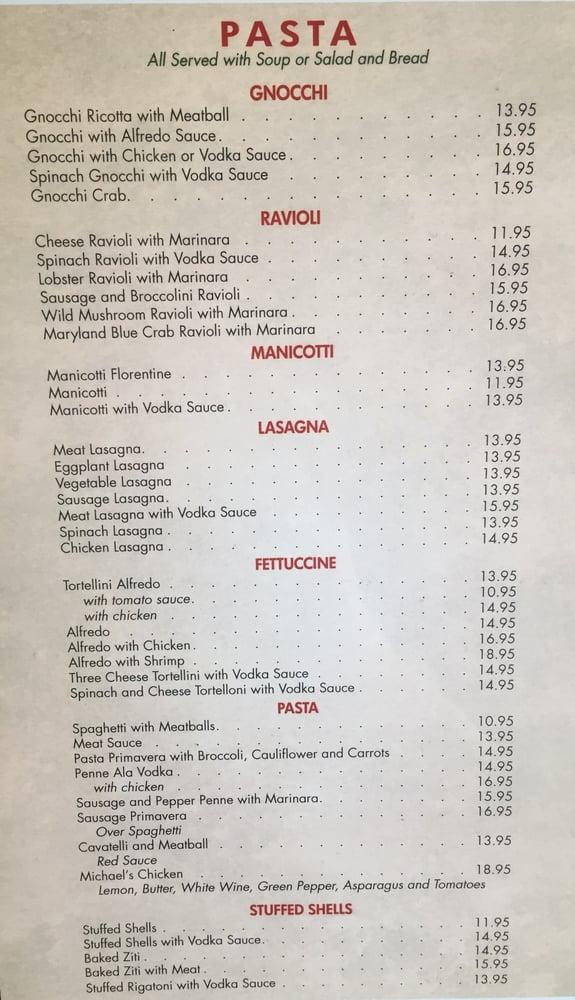 Menu at Villa Capri restaurant, Altoona