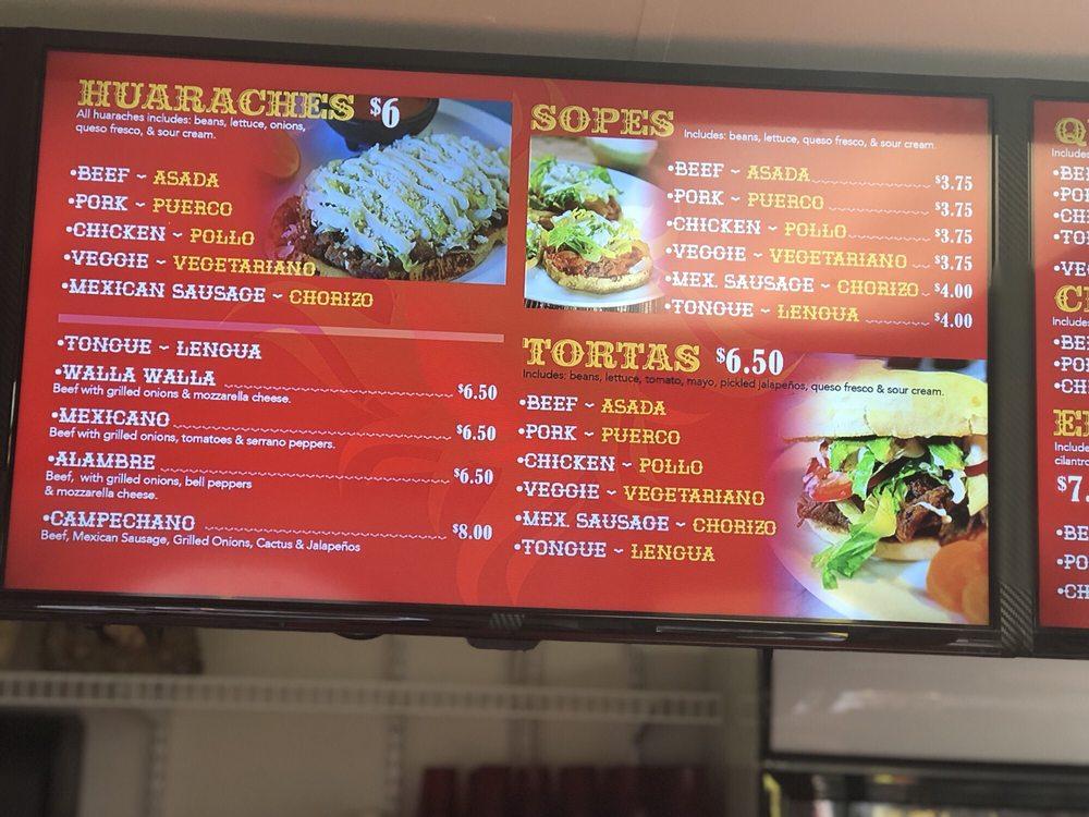 Menu at Tacos El Sol restaurant, Spokane, N Division St