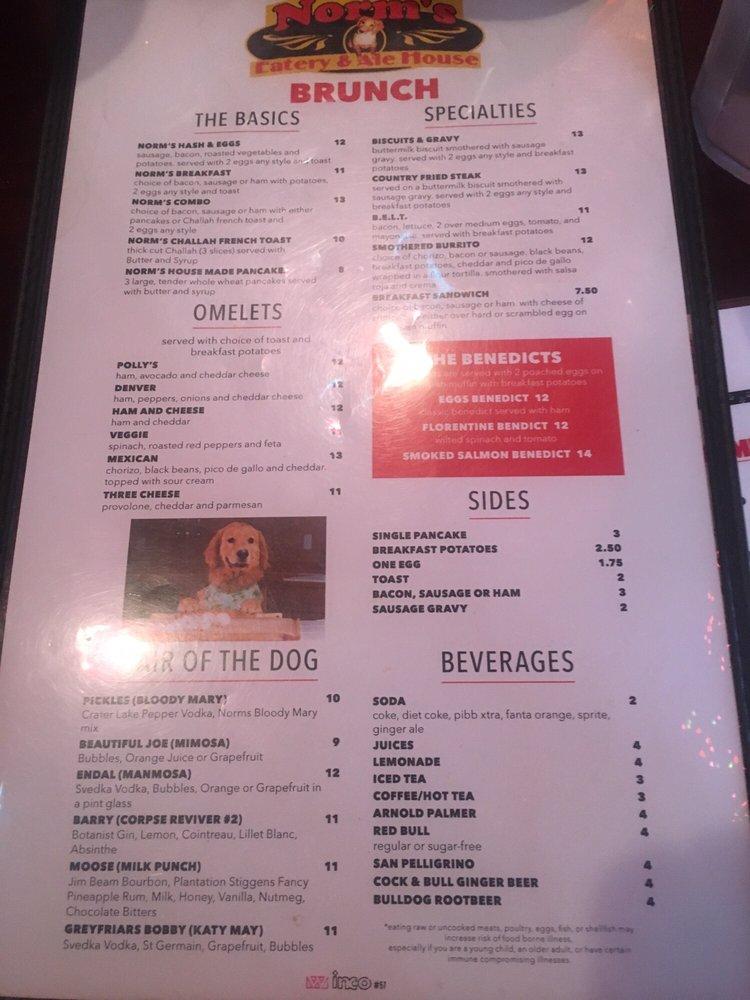 Menu at Norm's Eatery & Ale House pub & bar, Seattle