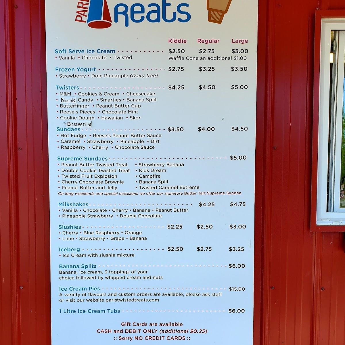Menu at Paris Twisted Treats desserts, Brant