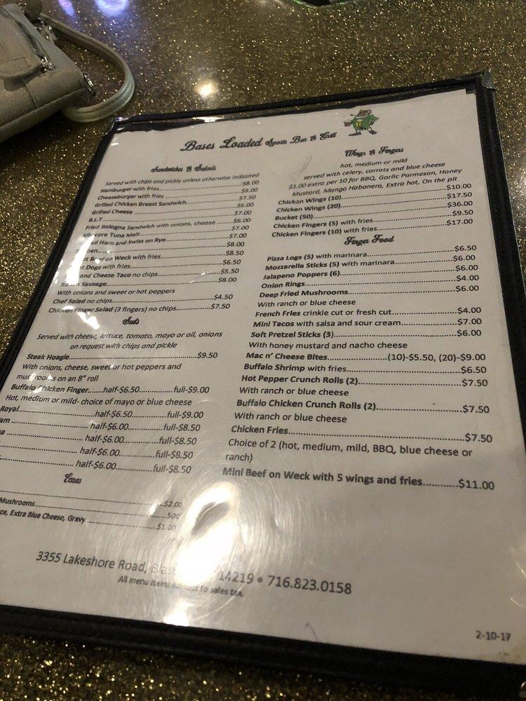 Menu at Bases Loaded pub & bar, Buffalo