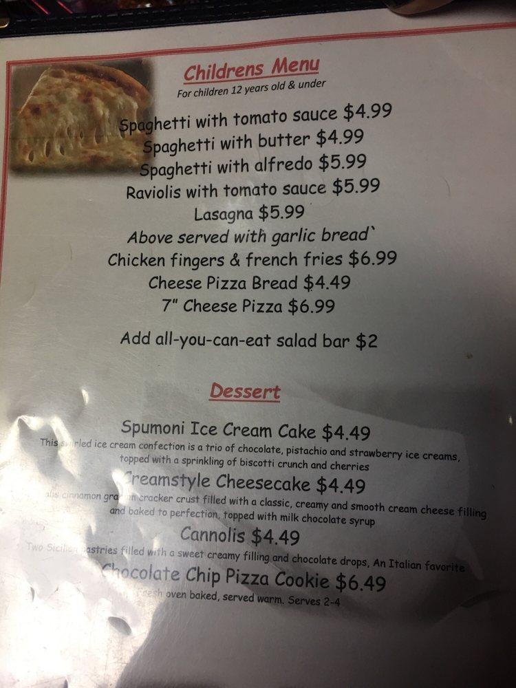 Menu at D'Angelo's Italian Restaurant, Bullhead City