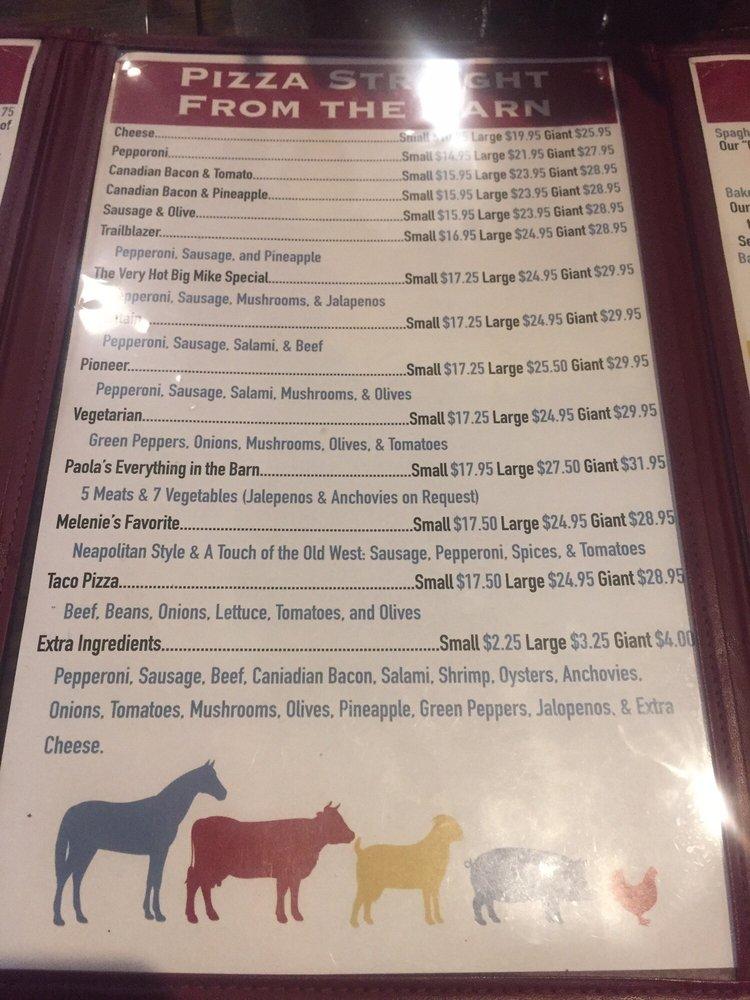 Menu at Paola's Pizza Barn, Sandy
