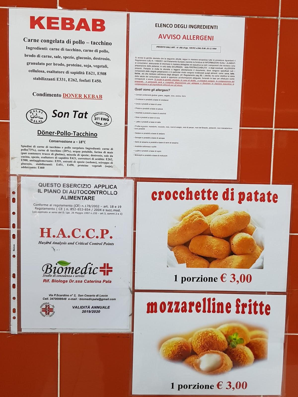 Speisekarte von Red Chillies Kebabpizzeria, Lecce