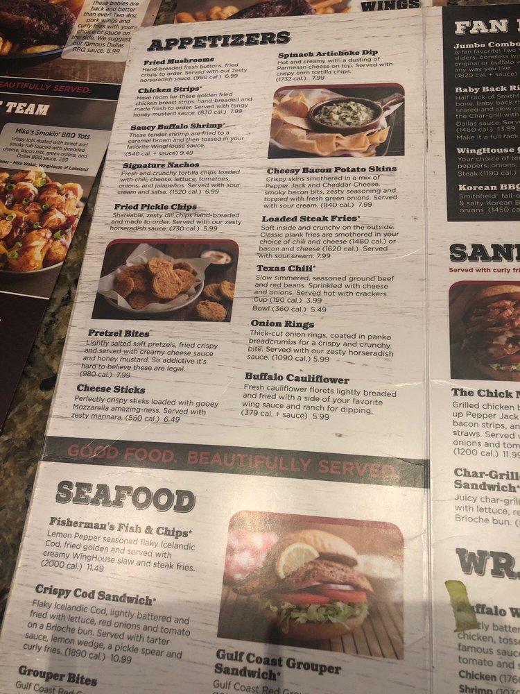 Carta del pub y bar The WingHouse of Tampa Stadium, Tampa, W Columbus Dr
