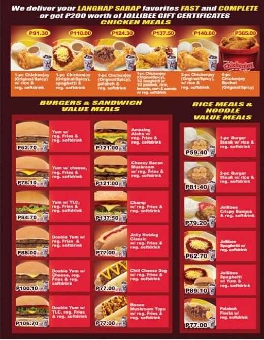 Menu At Jollibee Goa Camarines Sur Philippines Restaurant Goa   R623 Jollibee Goa Camarines Sur Philippines Menu 