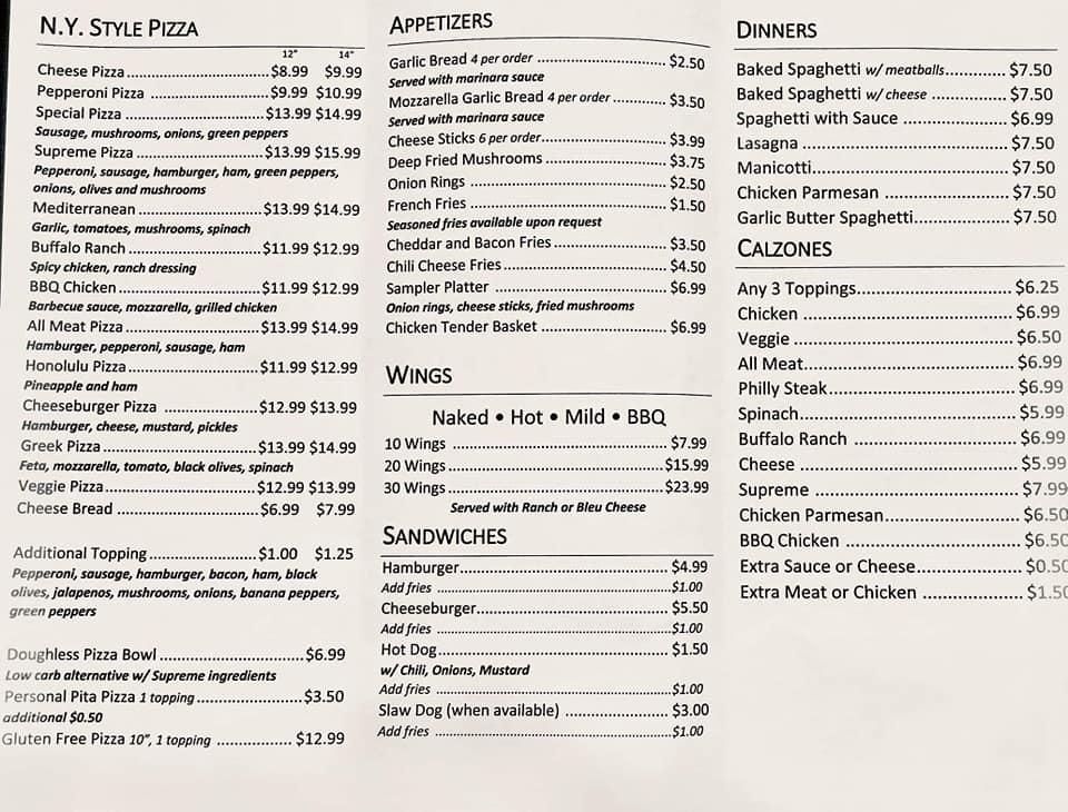 Menu at Butcho's Pizza pizzeria, Elizabethton, 817 Broad St