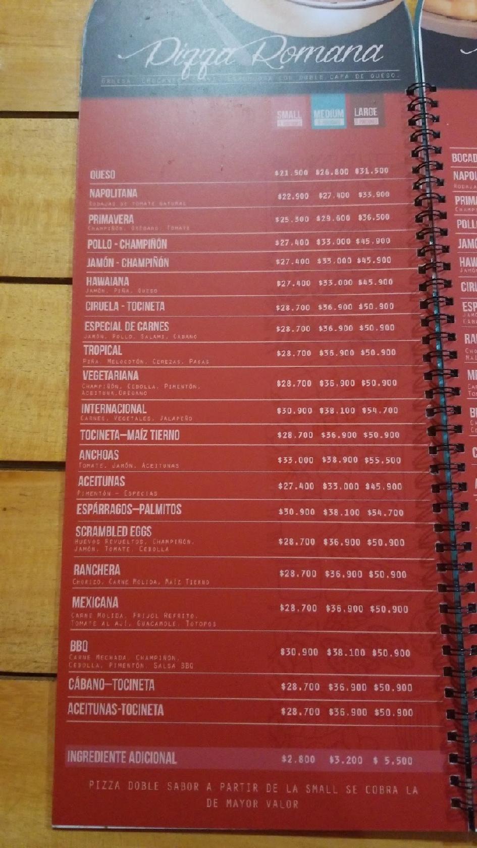 Carta del restaurante Pizza Show, Duitama, Carrera 12 No. 17a 19