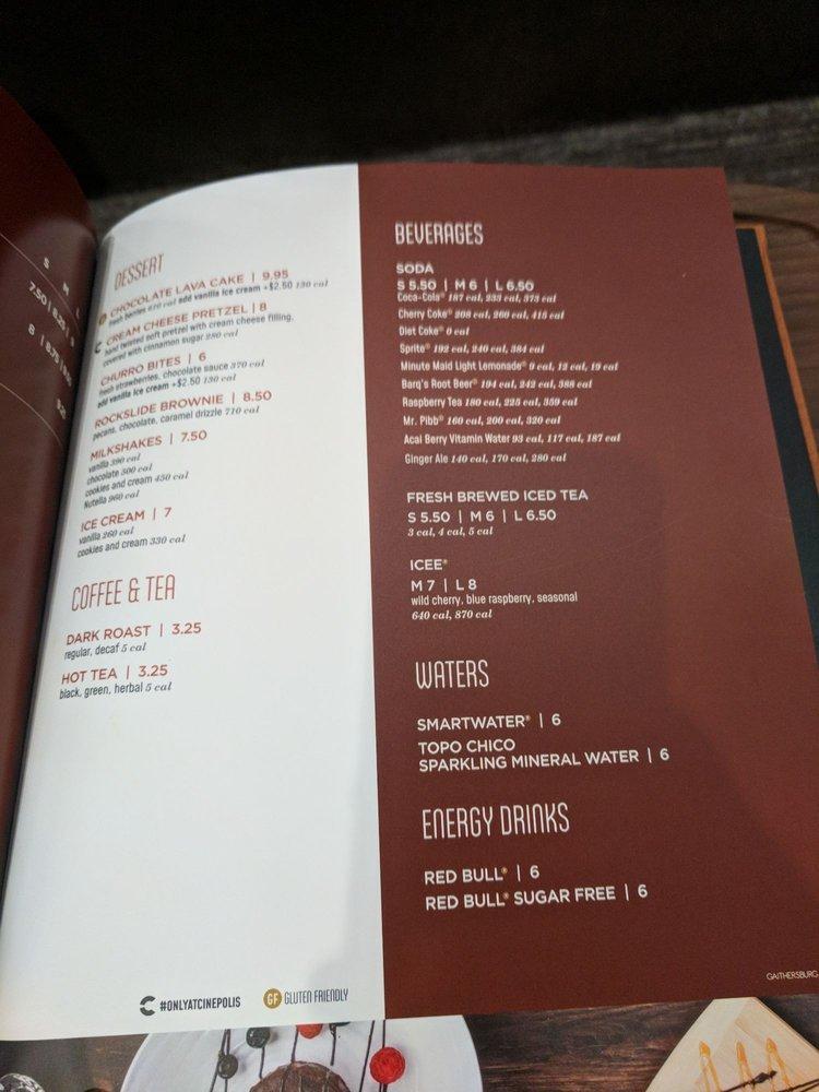 Menu At Cinépolis Luxury Cinemas Pub & Bar, Gaithersburg