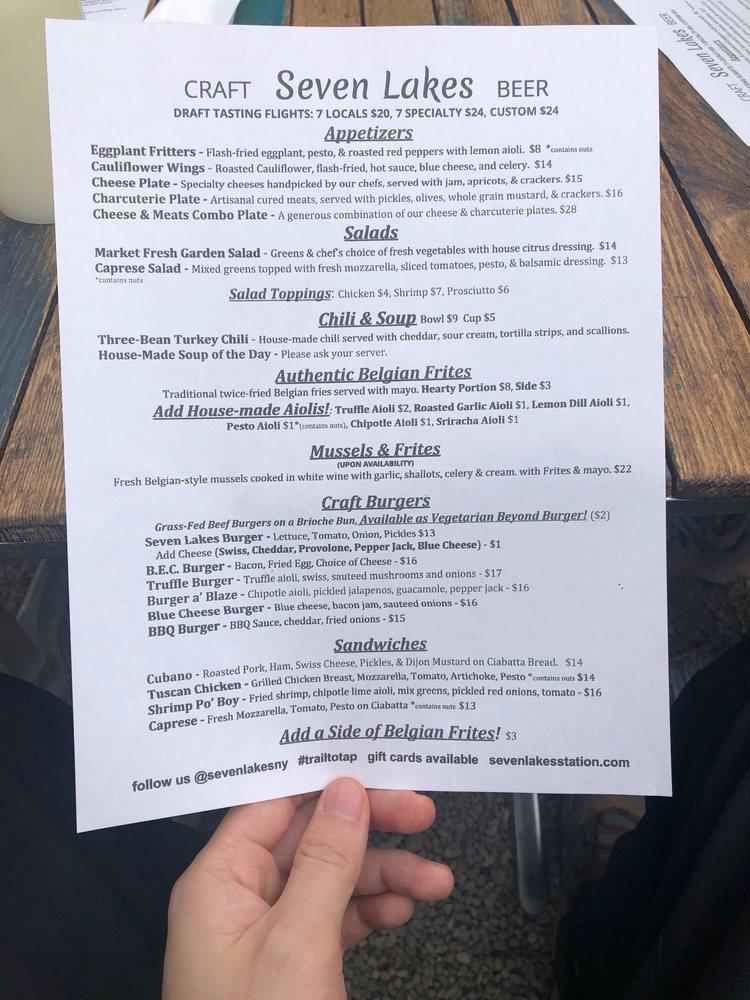 Menu at Seven Lakes Station pub & bar, Sloatsburg