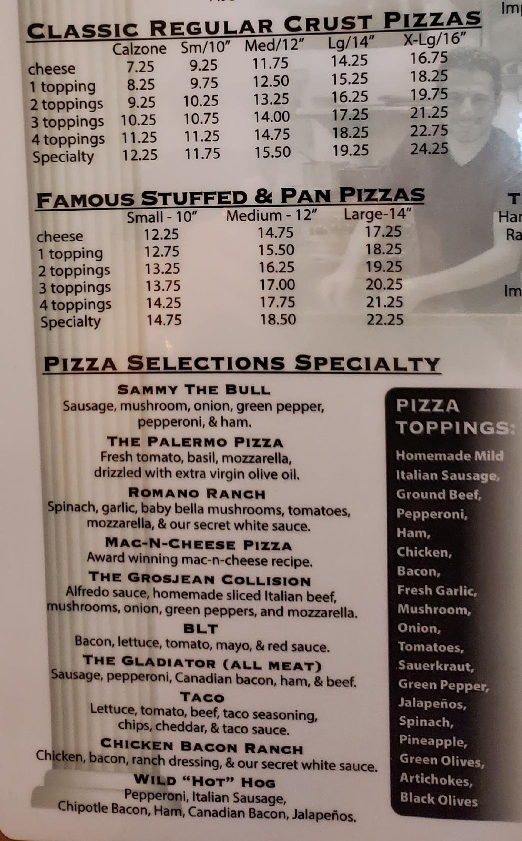 Menu at Sal Vitale's Italian Restaurant Pizza & Pasta, Wapello