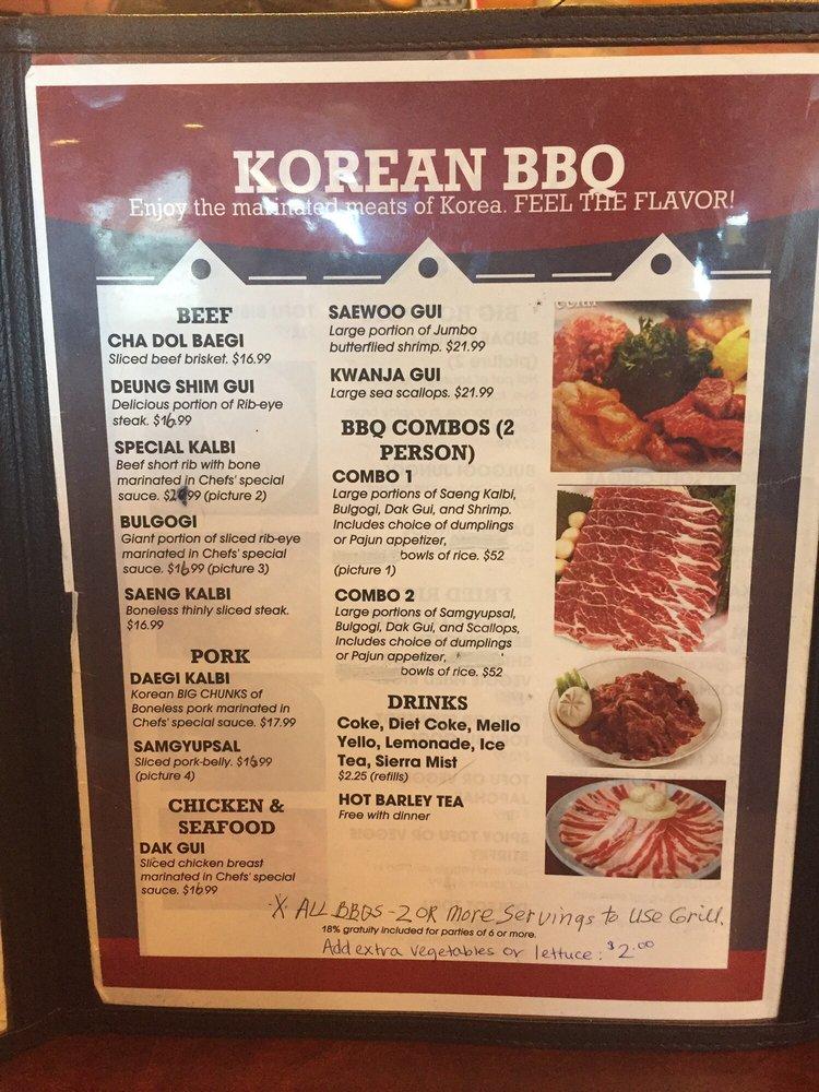 Menu at Emonae Korean BBQ, Grand Rapids