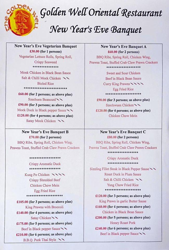 Menu at The Golden Well restaurant, Bridgend