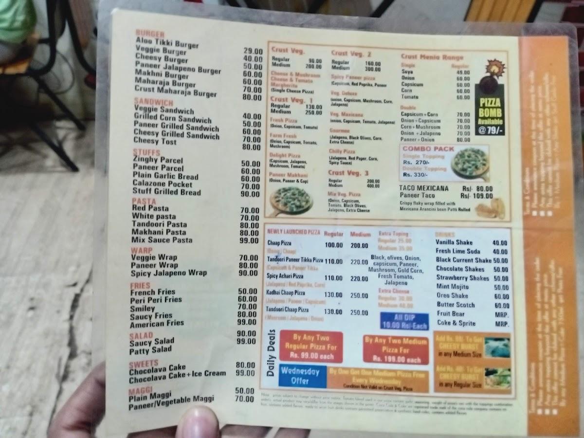 Menu at Urban Crust pizza, Saha