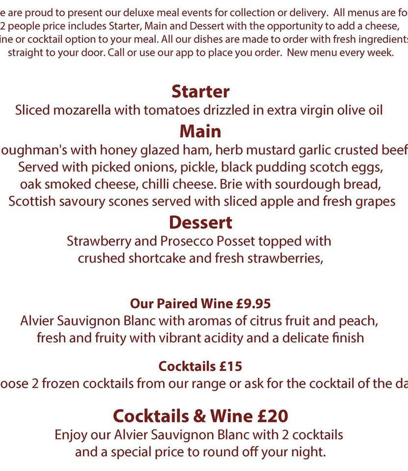 Menu at Star cafe, Kirkintilloch
