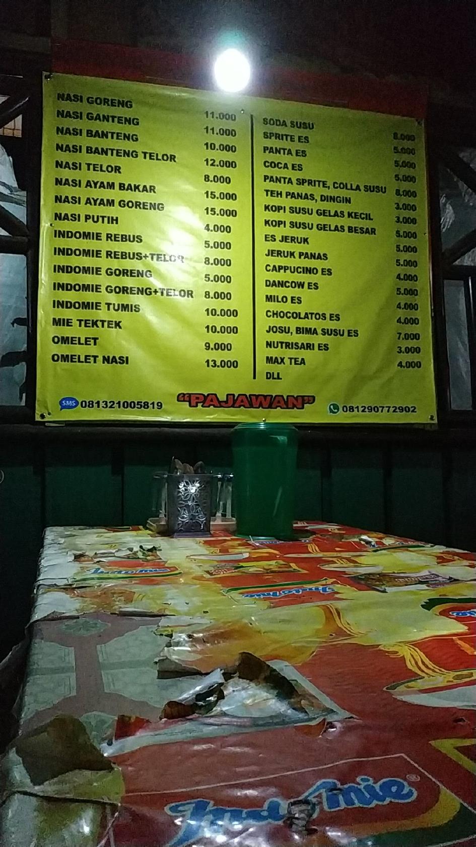 Menu at BKI Pajawan restaurant, Cikeruh, Jl. Raya Cirebon Bandung