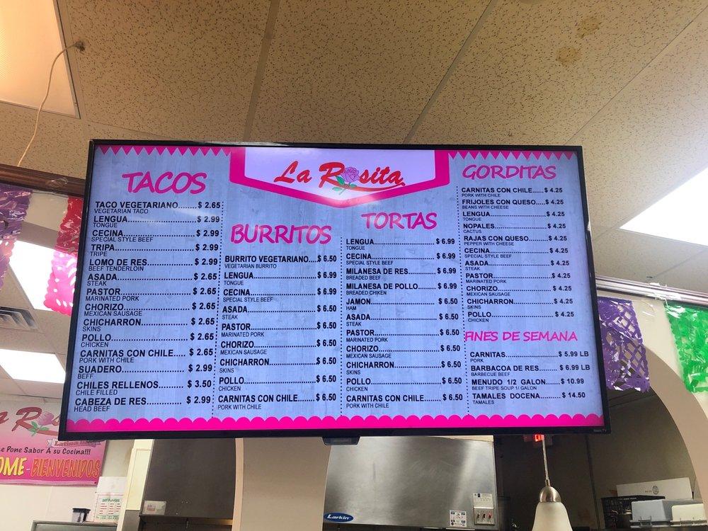Menu at La Rosita Mexican Store and Taqueria restaurant, Monona, Monona Dr