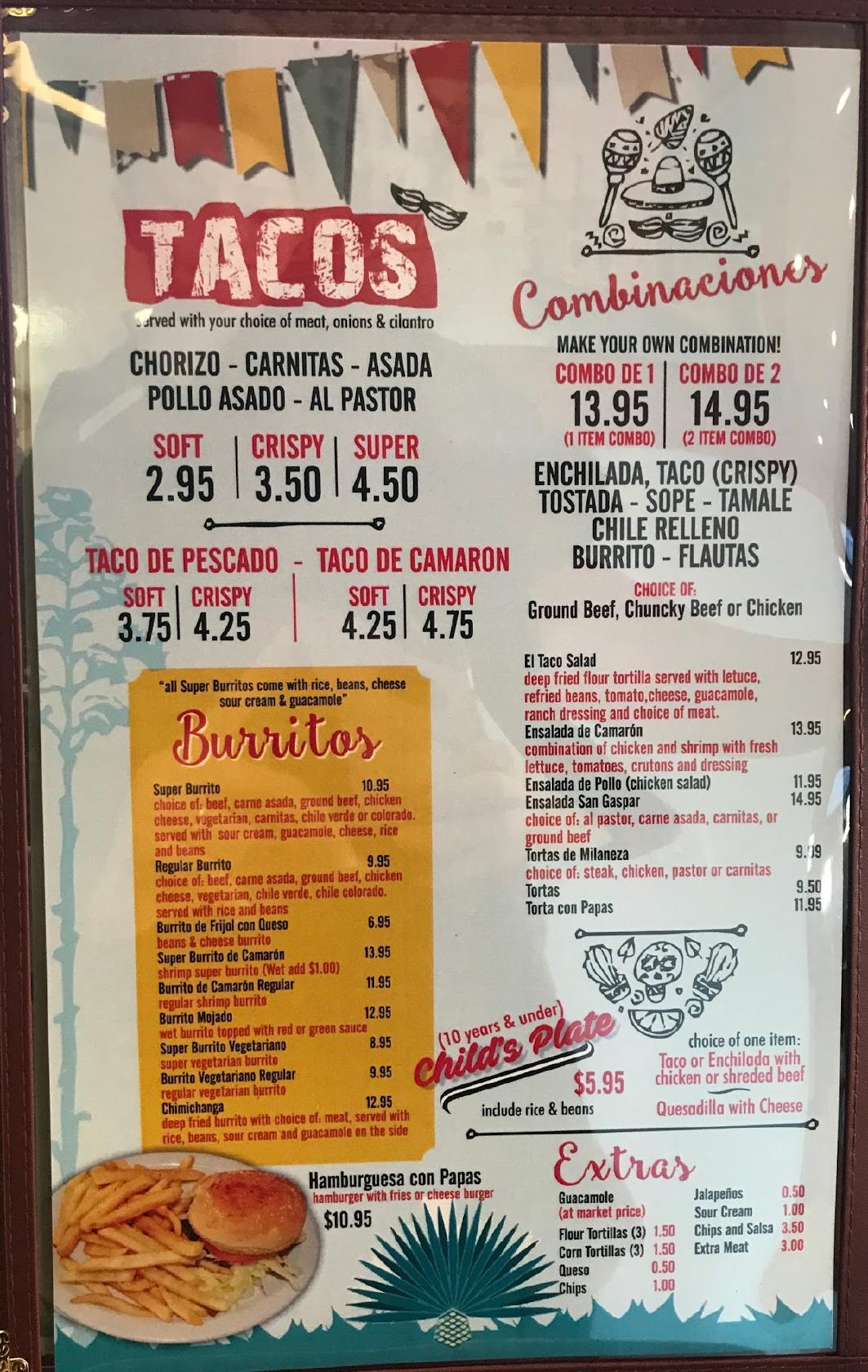 Menu at San Gaspar pub & bar, San Leandro