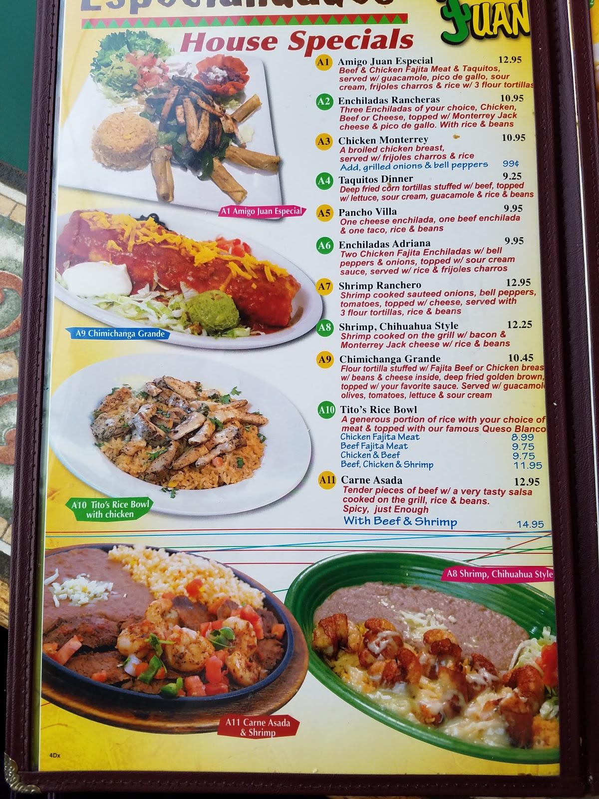 Menu at Amigo Juan restaurant, Atlanta, 601 US-59