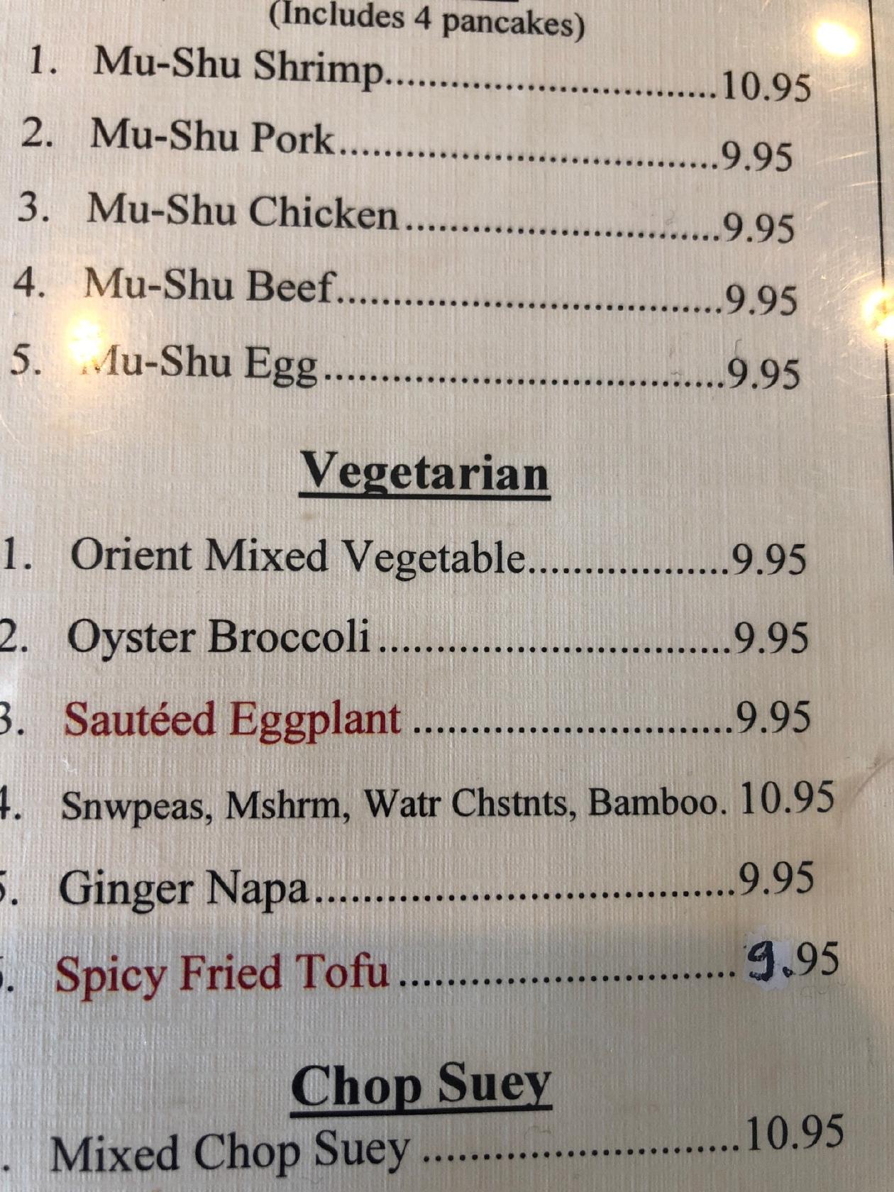 THE ORIENT MENU PRICES visual data 6