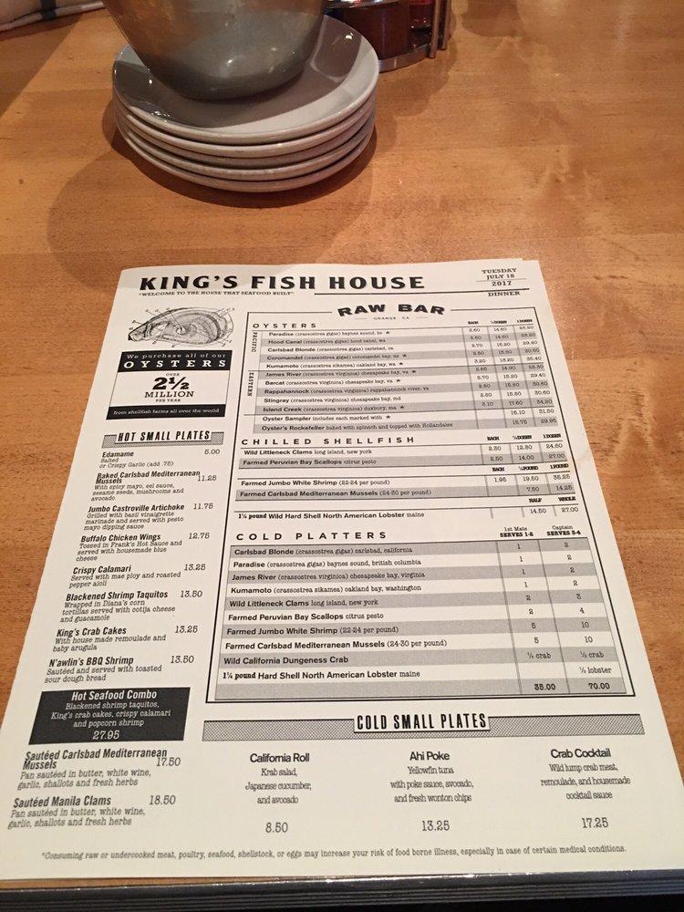 Menu at King's Fish House restaurant, Orange, W Katella Ave