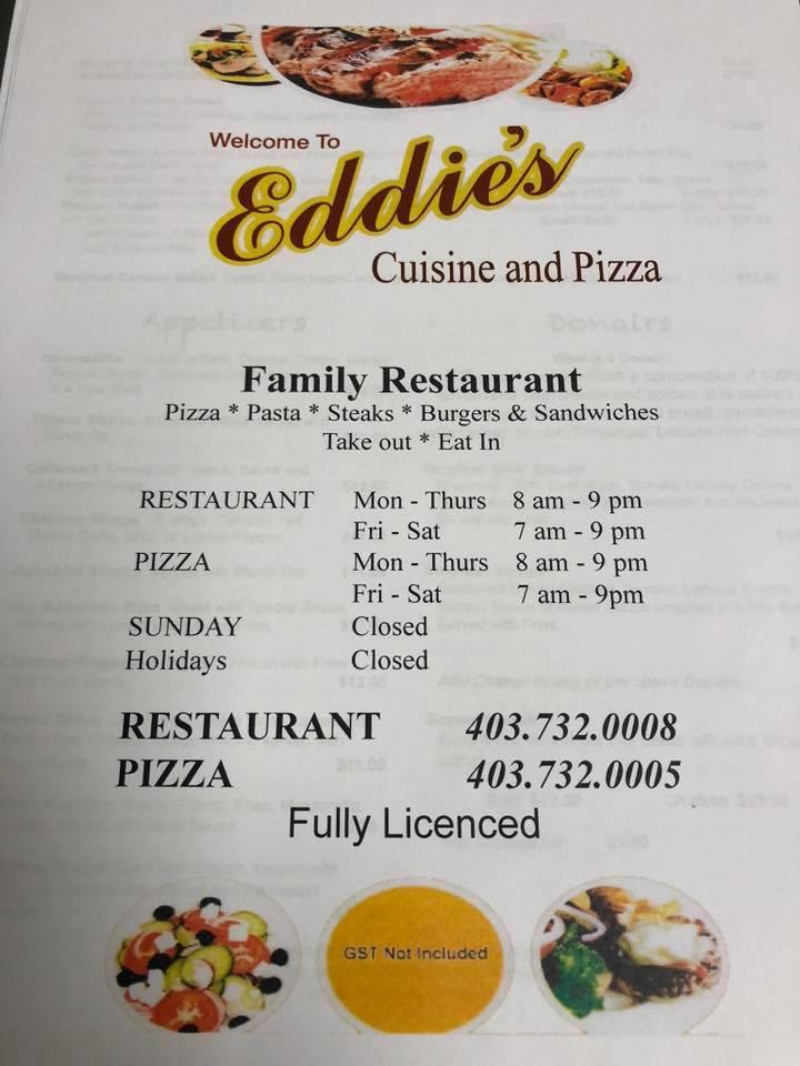 Menu At Eddie S Cuisine And Pizza Pizzeria Picture Butte   R62a Eddies Cuisine And Pizza Menu 