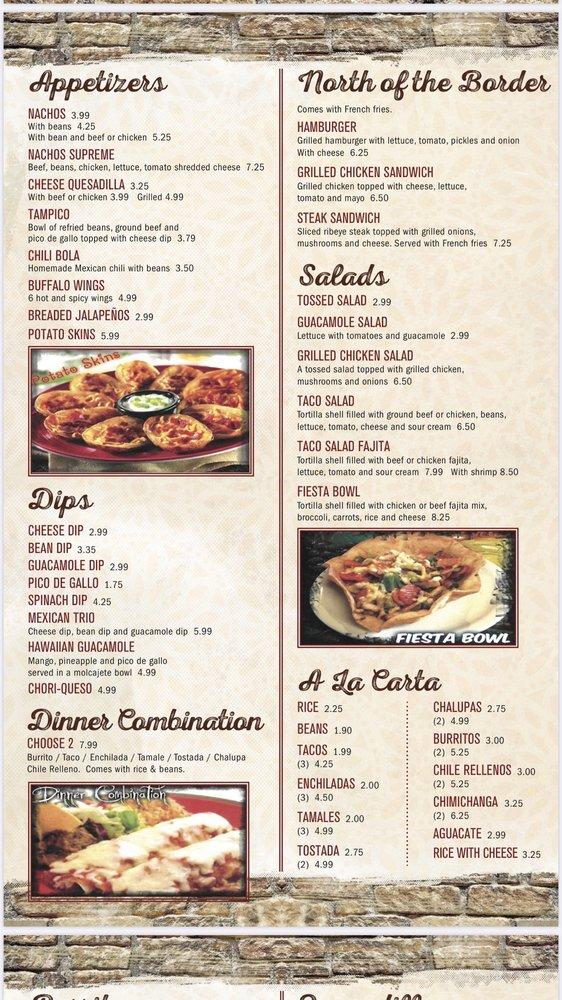 Menu at Mi Finca Mexican Restaurant, Norton