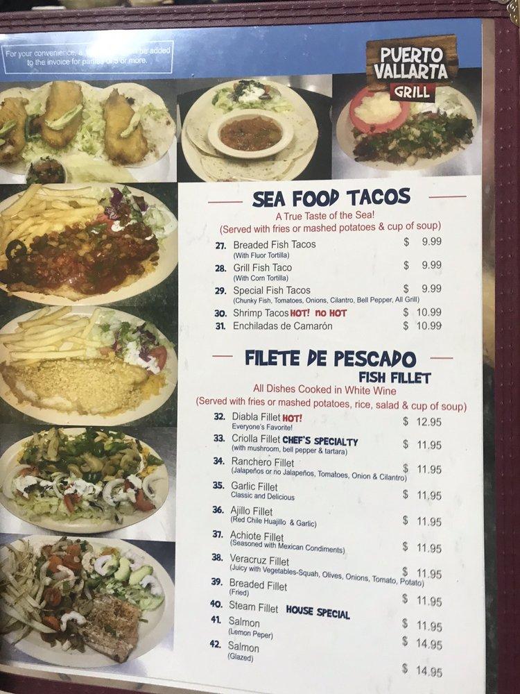 Menu at Puerto Vallarta Grill restaurant, El Paso, Montana Ave