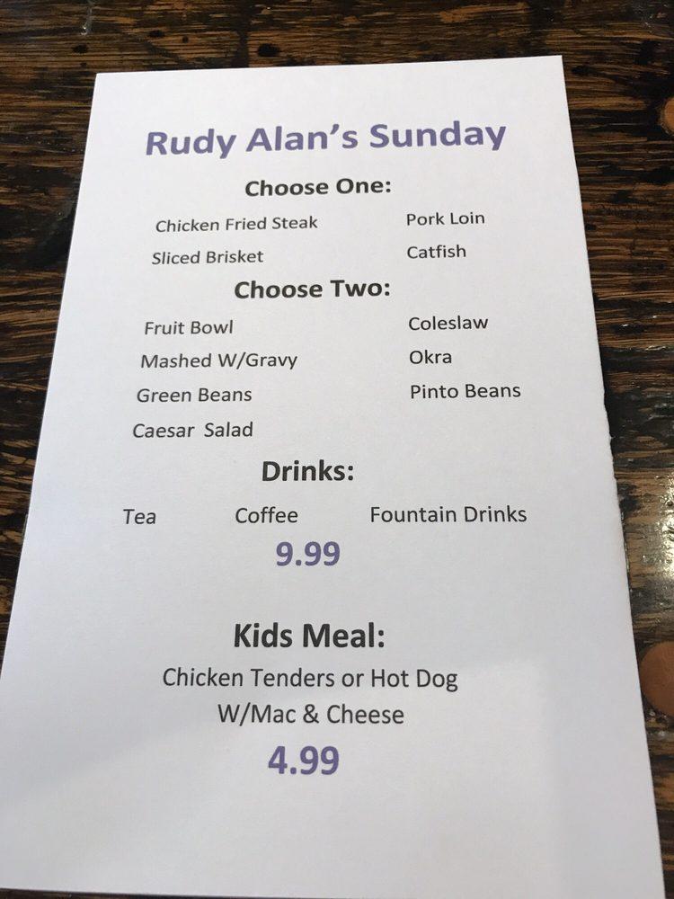 Menu at Rudy Alan's Steakhouse, Wewoka, 207 Commerce Dr