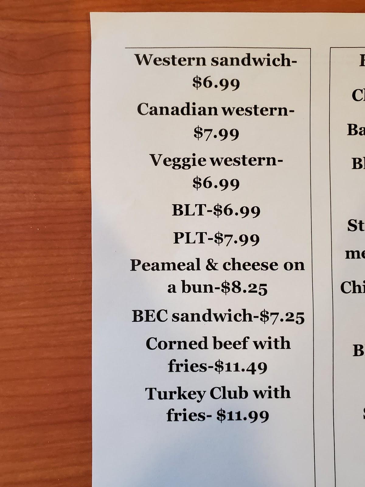 Menu at Shakers Diner restaurant, Lakefield