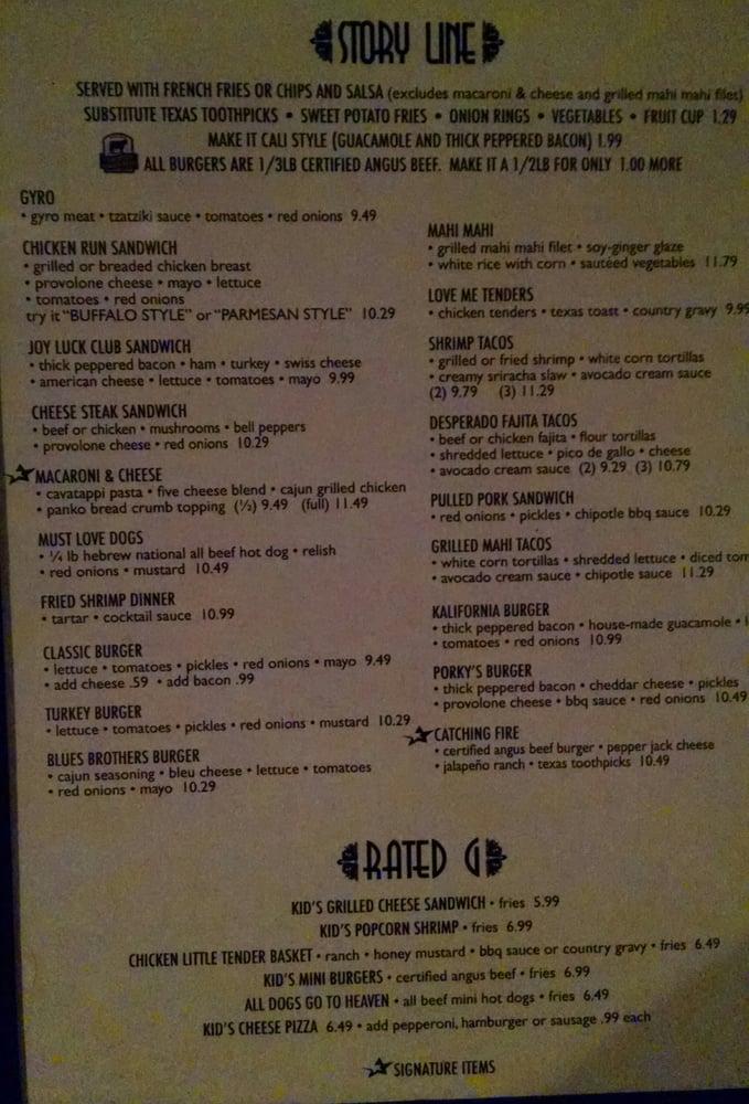 Menu at Star Cinema Grill pub & bar, Missouri City