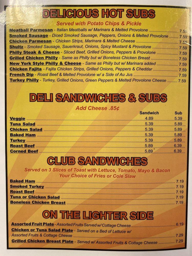 Menu at Sunrise Grill restaurant, Tavares