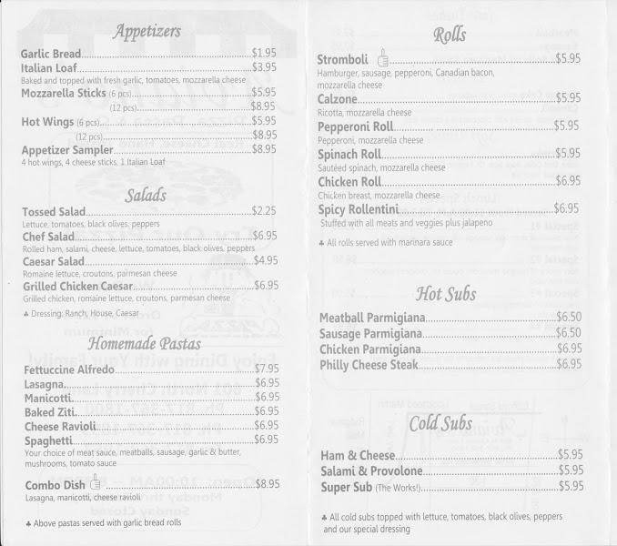 Menu at Aviano's Pizza Pasta Subs restaurant, Fort Worth