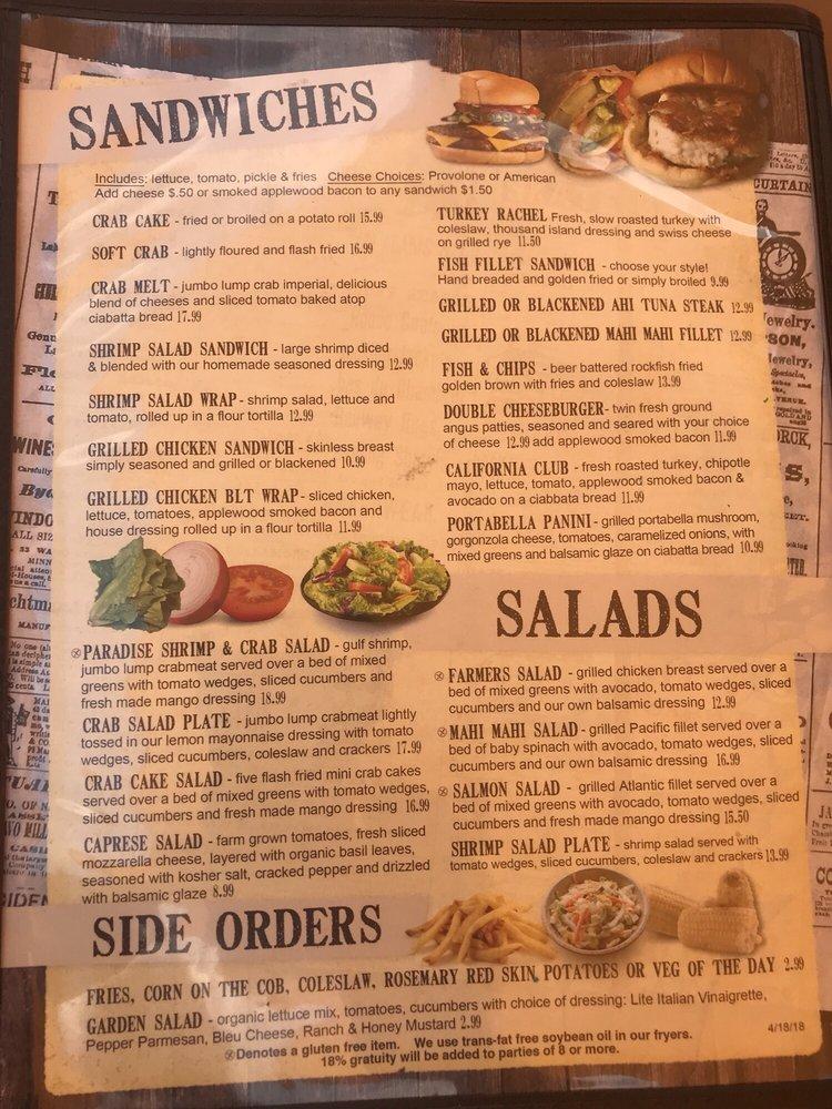 Menu at Fisherman's Crab Deck restaurant, Grasonville