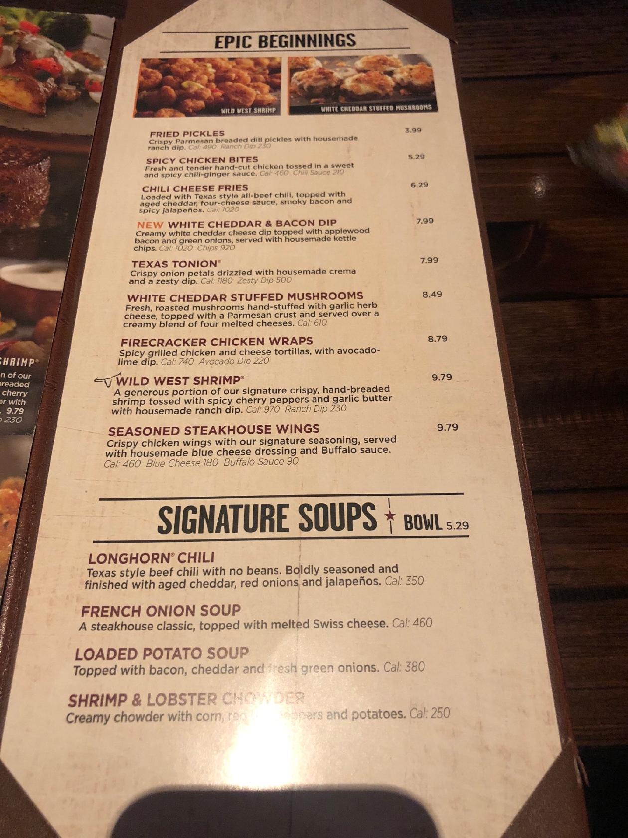 Menu At LongHorn Steakhouse Bismarck E Interstate Ave
